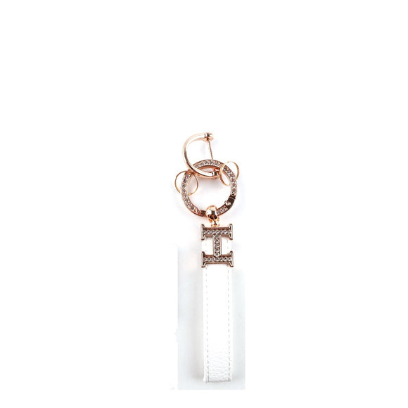 GOLD WHITE LEATHER KEYCHAIN ( 98 WH )