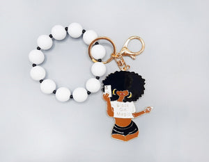 Black Girl White Magic Keychain ( 1584 WHT )