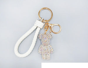 WHITE AB TEDDY BEAR KEYCHAIN ( 1591 WHT )