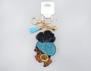 TURQUOISE BLACK WOMAN KEY CHAIN ( 1621 TQ )