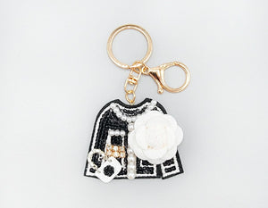 BLACK WHITE JACKET KEYCHAIN ( 1672 WHT )