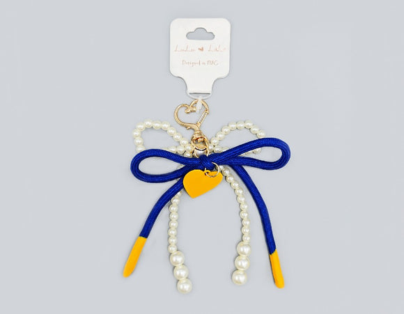 BLUE YELLOW HEART CHARM KEYCHAIN BAG CHARM ( 1764 YEL )