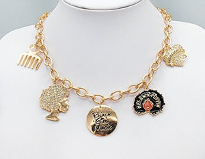 Gold Necklace Black Girl Magic ( 1638 GD )