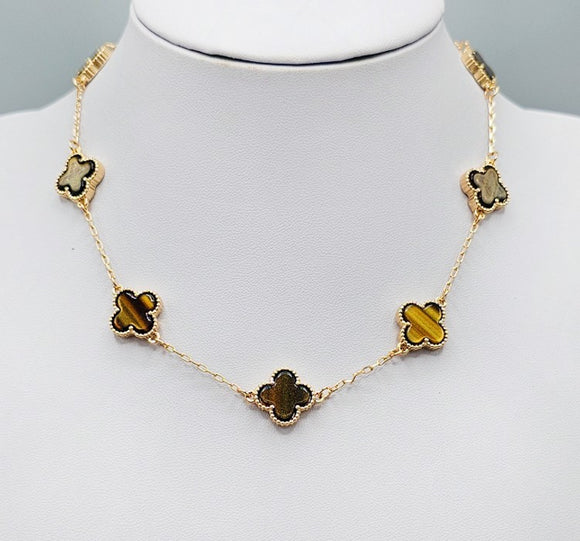 GOLD BROWN QUATREFOIL NECKLACE ( 1664 GDBRN )