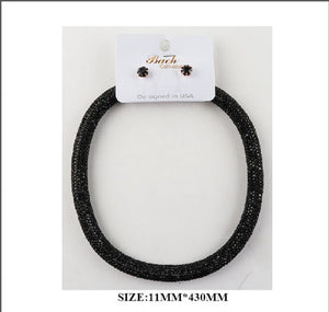 BLACK CHOKER NECKLACE SET ( 19 BK )