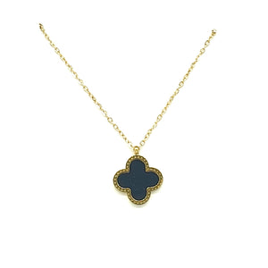 STAINLESS STEEL QUATREFOIL NECKLACE ( 3145 GBK )