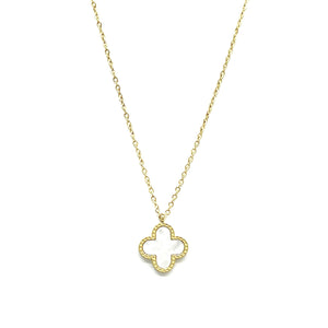 STAINLESS STEEL QUATREFOIL NECKLACE ( 3145 GMOP )