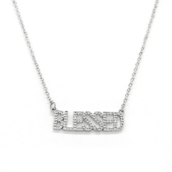 SILVER STAINLESS STEEL NECKLACE BLESSED ( 3155 S )