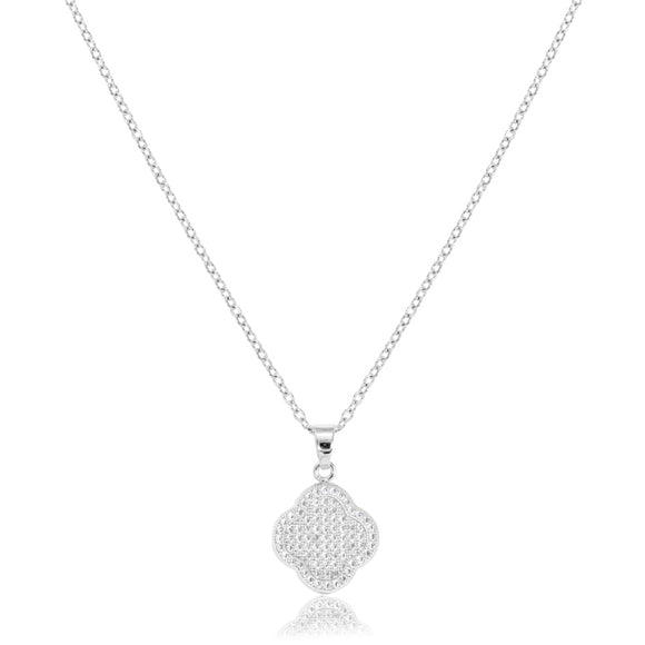 STAINLESS STEEL QUATREFOIL STEEL NECKLACE ( 3164 SCL )