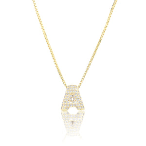 MICRO PAVE CZ INITIAL NECKLACE ( 3186 AG )