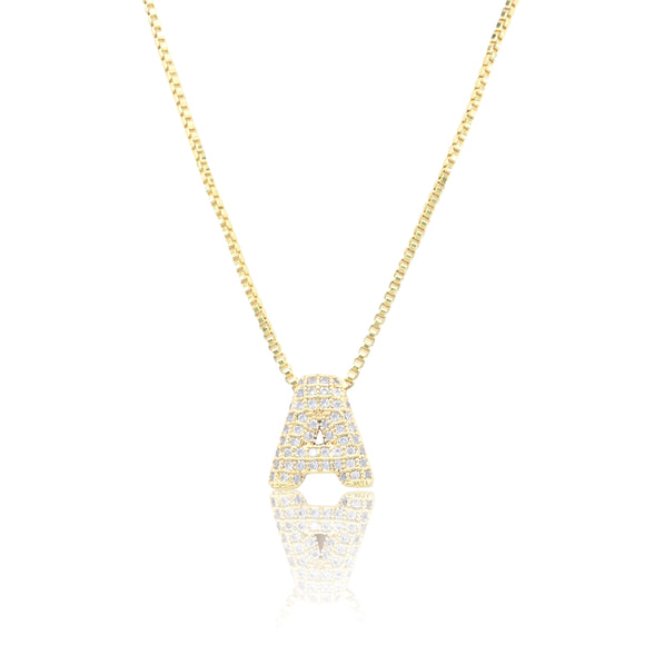 MICRO PAVE CZ INITIAL NECKLACE ( 3186 AG )