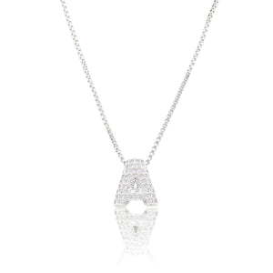 MICRO PAVE CZ INITIAL NECKLACE ( 3186AS )