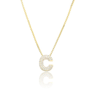 MICRO PAVE CZ INITIAL NECKLACE ( 3186 CG )