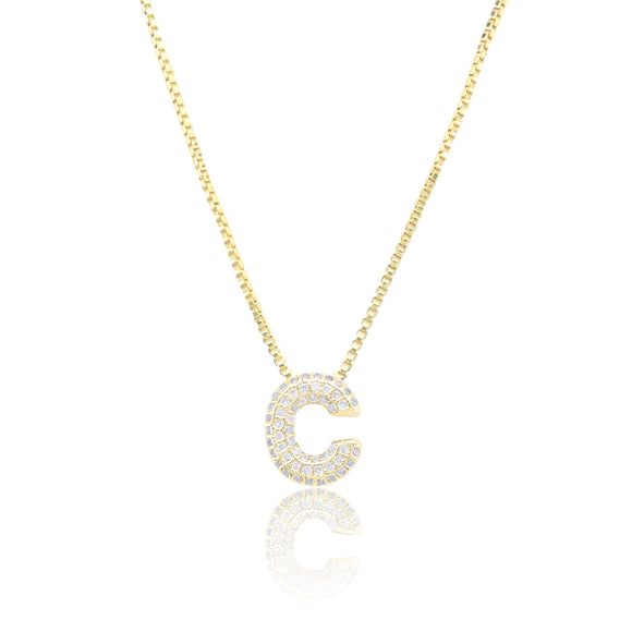 MICRO PAVE CZ INITIAL NECKLACE ( 3186 CG )