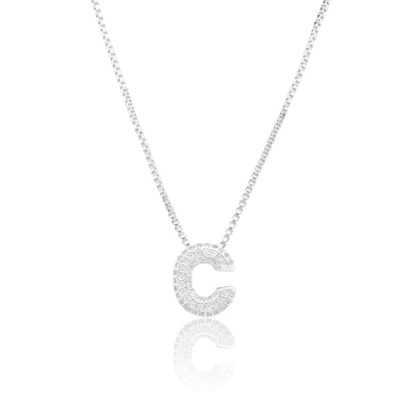 MICRO PAVE CZ INITIAL NECKLACE ( 3186 CS )