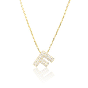 MICRO PAVE CZ INITIAL NECKLACE ( 3186 FG )