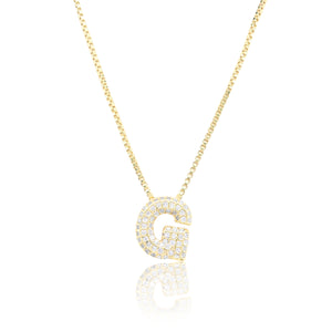 MICRO PAVE CZ INITIAL NECKLACE ( 3186 GG )