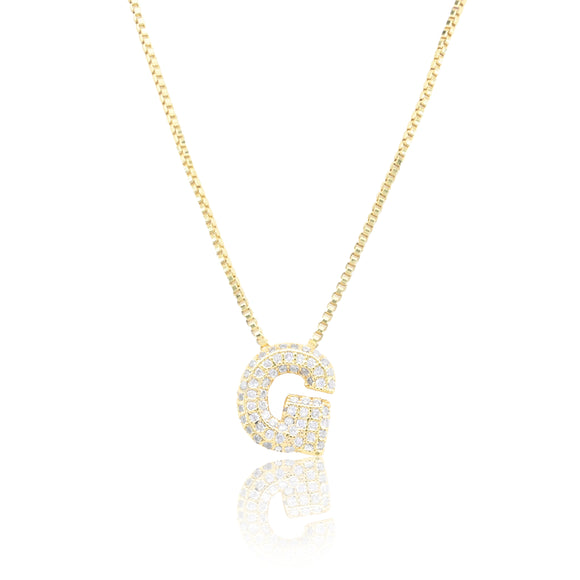 MICRO PAVE CZ INITIAL NECKLACE ( 3186 GG )