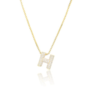 MICRO PAVE CZ INITIAL NECKLACE ( 3186 HG )