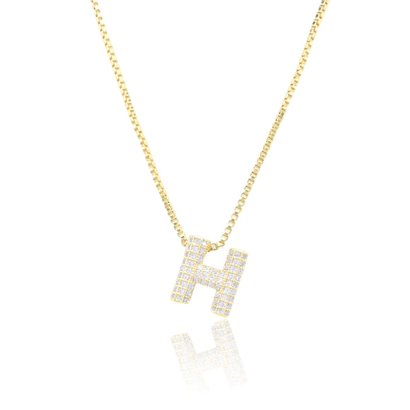 MICRO PAVE CZ INITIAL NECKLACE ( 3186 HG )