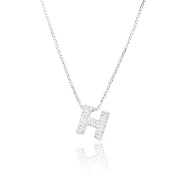 MICRO PAVE CZ INITIAL NECKLACE ( 3186 HS )