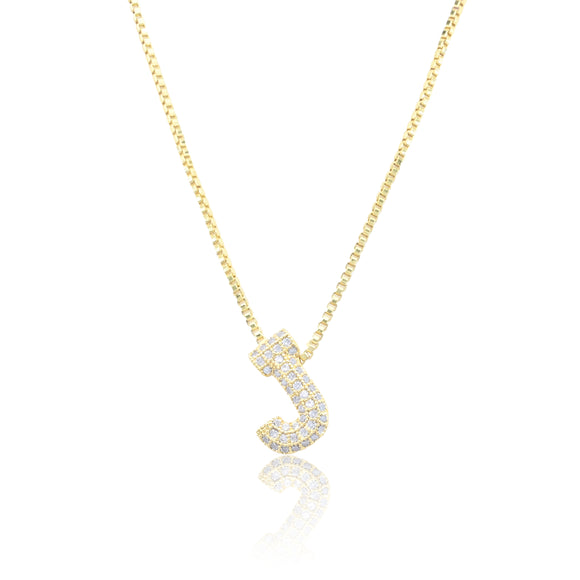 MICRO PAVE CZ INITIAL NECKLACE ( 3186 JG )