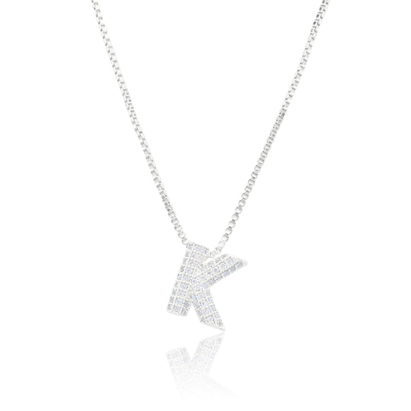 MICRO PAVE CZ INITIAL NECKLACE ( 3186 KS )