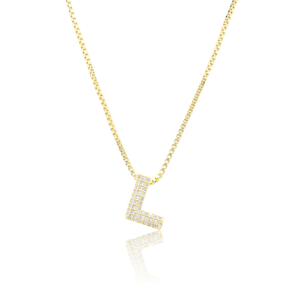 MICRO PAVE CZ INITIAL NECKLACE ( 3186 LG )