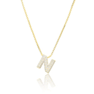 MICRO PAVE CZ INITIAL NECKLACE ( 3186 NG )