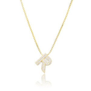 MICRO PAVE CZ INITIAL NECKLACE ( 3186 RG )