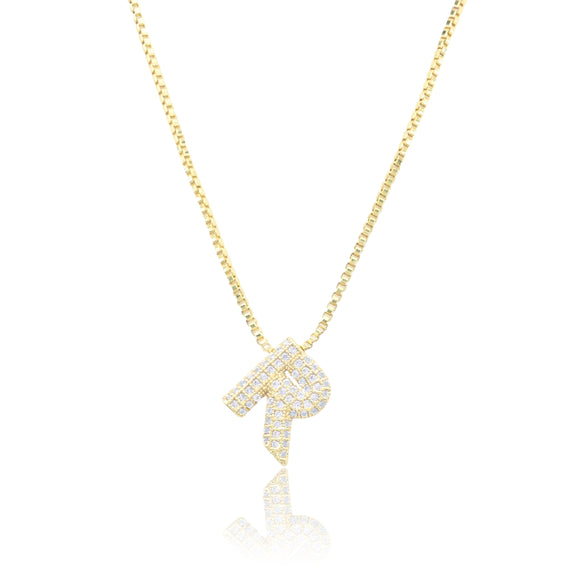 MICRO PAVE CZ INITIAL NECKLACE ( 3186 RG )