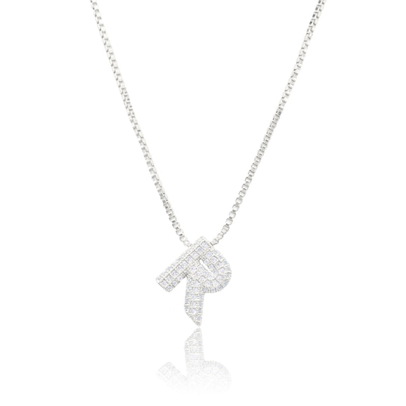 MICRO PAVE CZ INITIAL NECKLACE ( 3186 RS )