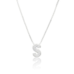 MICRO PAVE CZ INITIAL NECKLACE ( 3186 SS )