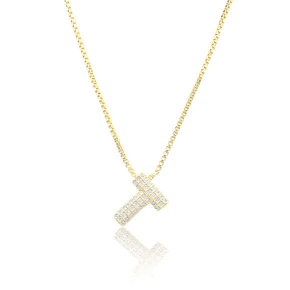 MICRO PAVE CZ INITIAL NECKLACE ( 3186 TG )