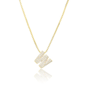 MICRO PAVE CZ INITIAL NECKLACE ( 3186 WG )