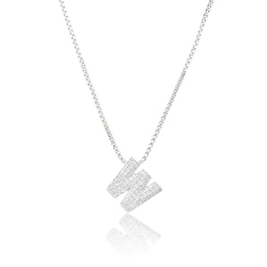 MICRO PAVE CZ INITIAL NECKLACE ( 3186 WS )