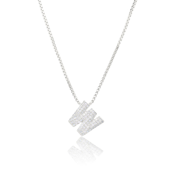 MICRO PAVE CZ INITIAL NECKLACE ( 3186 WS )