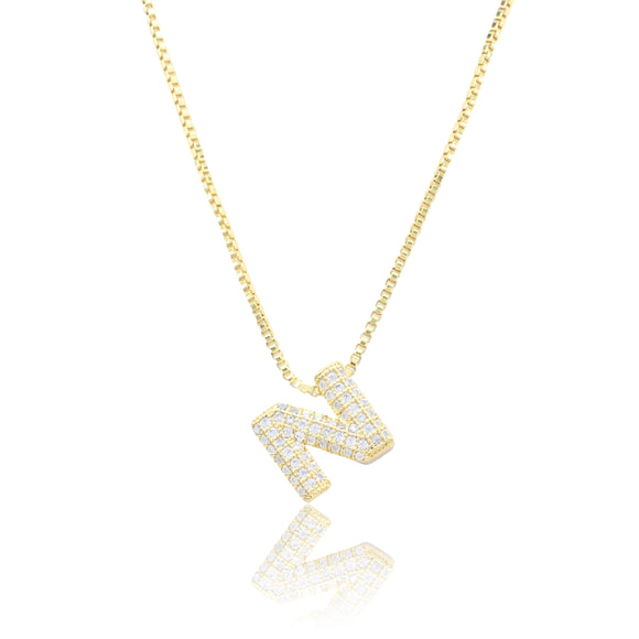 MICRO PAVE CZ INITIAL NECKLACE ( 3186 ZG )