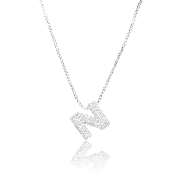 MICRO PAVE CZ INITIAL NECKLACE ( 3186 ZS )