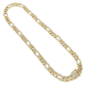 ICE OUT FIGARO LINK CHAIN NECKLACE 24" ( 4105 GL24 )