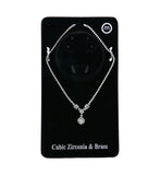 SILVER BRASS NECKLACE CLEAR CZ STONES ( 4179 SCL )