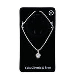 SILVER BRASS NECKLACE CLEAR CZ STONES ( 4182 SCL )