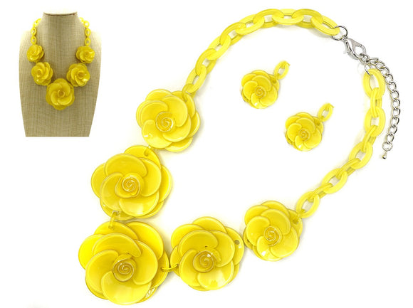 YELLOW FLOWER NECKLACE ( 8211 YE )