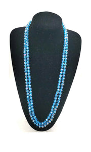 8mm 60" KNOTTED BLUE AB BEADED LONG NECKLACE ( 0064 BLB44 )