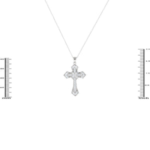 SILVER CROSS NECKLACE CLEAR CZ CUBIC ZIRCONIA STONES ( 3088 S )