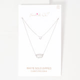 WHITE GOLD DIPPED CZ NECKLACE ( 3149 RCR )