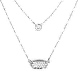 WHITE GOLD DIPPED CZ NECKLACE ( 3149 RCR )