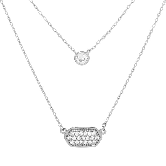 WHITE GOLD DIPPED CZ NECKLACE ( 3149 RCR )