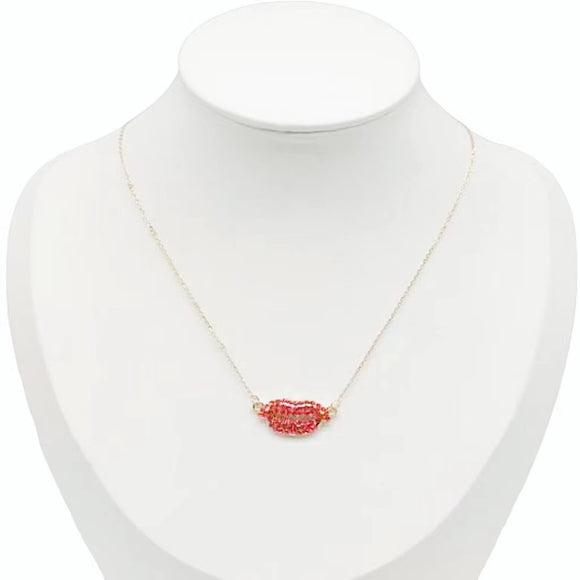 GOLD NECKLACE RED LIPS ( 0197 GDRE )