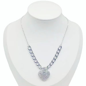 HEART NECKLACE CLEAR STONES ( 0253 RHCR )